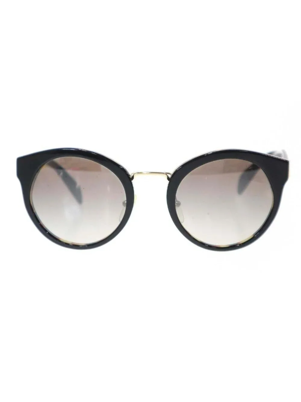 Prada Tortoiseshell Pattern Round Sunglasses Black Eyewear